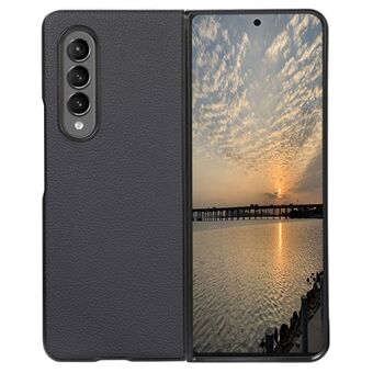 Voor Samsung Galaxy Z Fold4 5G Litchi Textuur Telefoonhoes Echt leer Gecoat TPU + PC-bescherming Achterkant