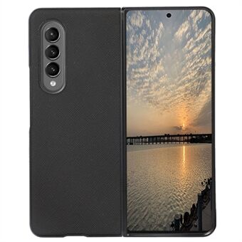 Voor Samsung Galaxy Z Fold4 5G Cross Textuur Antislip Grip Back Case PU Leather Coated PC + TPU Shockproof Cover