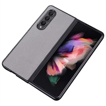 Voor Samsung Galaxy Z Fold4 5G Slijtvaste nylon textuur PU-leer gecoate pc Goed beschermde telefoonhoes