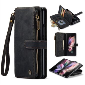 CASEME C30 Serie Voor Samsung Galaxy Z Fold4 5G Ritsvak Portemonnee PU Leer 5 Kaartsleuven Stand mobiele Telefoon Cover