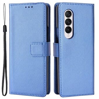 Voor Samsung Galaxy Z Fold4 5G Wallet Phone Case Diamond Texture Stand PU Leather Protective Folio Flip Cover