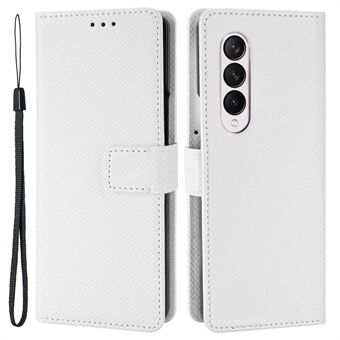 Voor Samsung Galaxy Z Fold4 5G Wallet Phone Case Diamond Texture Stand PU Leather Protective Folio Flip Cover