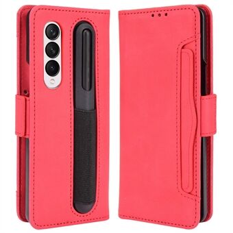 Voor Samsung Galaxy Z Fold4 5G Goed beschermde anti-val pensleuf telefoonhoes PU leer + TPU telefoonhoes meerdere kaartsleuf portemonnee Stand