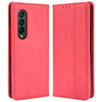 Voor Samsung Galaxy Z Fold4 5G Schokbestendig Retro Textuur Telefoon Flip Leather Case Wallet Stand Magnetische Auto Sluiting Slijtvaste Telefoon Cover