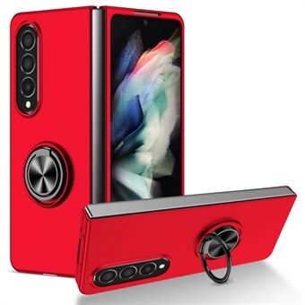 Voor Samsung Galaxy Z Fold4 5G Ingebouwde Kickstand Functie Anti- Scratch Opvouwbare PC Mobiele Telefoon Case met Car Mount Metalen Plaat