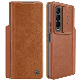 NILLKIN Qin Pro serie voor Samsung Galaxy Z Fold4 5G PU lederen telefoonbeschermer Scratch hoes met pensleufontwerp