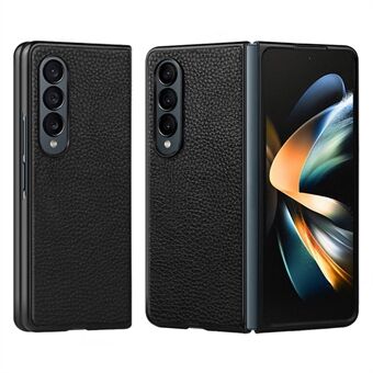 Voor Samsung Galaxy Z Fold4 5G lederen gecoate pc-telefoonhoes schokbestendige anti-slijtage beschermhoes