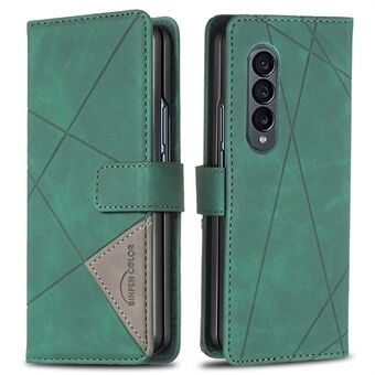 BINFEN KLEUR Voor Samsung Galaxy Z Fold4 5G Portemonnee Stand Telefoon Case PU Leer Bedrukt Geometrisch Patroon Folio flip Cover