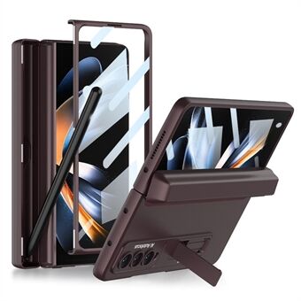 GKK Voor Samsung Galaxy Z Fold4 5G Magnetische Penhouder Scharnier Telefoon Case Kickstand PC Cover met Gehard glas Screen Protector