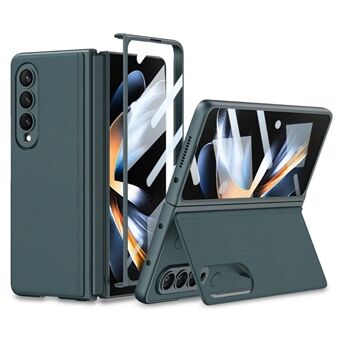 GKK Voor Samsung Galaxy Z Fold4 5G Magnetische Flip Kickstand Telefoon Case Precieze Uitsparing Leer Gecoate PC Cover met Gehard Glas Screen Film