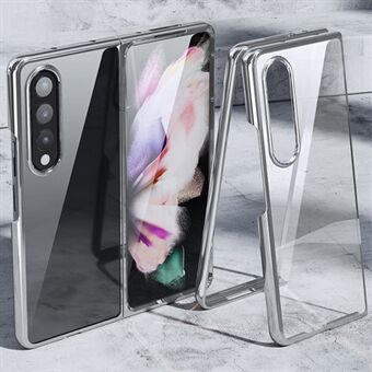 Voor Samsung Galaxy Z Fold4 5G Hoesje met Geplateerd Metalen Frame + Gehard Glas Anti-Drop Telefoonhoesje