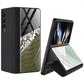 GKK Voor Samsung Galaxy Z Fold4 5G Stand Telefoon Case Splicing Gehard Glas + PU Leer + PC Folio Flip Cover