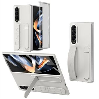 Voor Samsung Galaxy Z Fold4 5G Hoes Kickstand Polsband PC Telefoonhoes met Gehard Glas Film