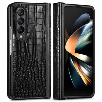 Voor Samsung Galaxy Z Fold4 5G Scharnier Bescherming Telefoon Cover Krokodil Textuur Pu Leer Gecoat Hard Pc Anti- vallen Beschermhoes