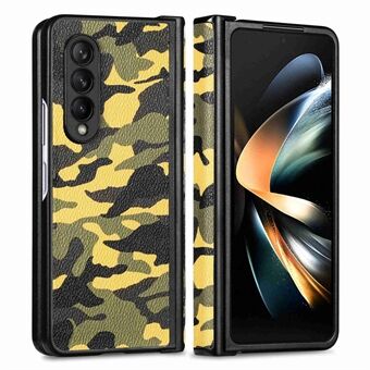 Voor Samsung Galaxy Z Fold4 5G Camouflagepatroon PU-leer gecoate pc-hoes Zijscharnierbescherming Telefoonhoes