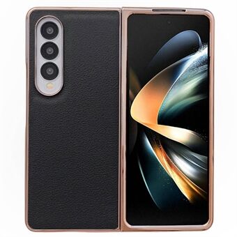 Voor Samsung Galaxy Z Fold4 5G Nano Galvaniseren Geweven Echt Rundleer Coating Telefoon Case Hard Pc Beschermhoes