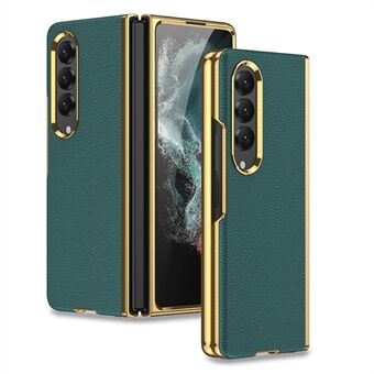 GKK voor Samsung Galaxy Z Fold4 5G koolstofvezel textuur gebogen PU-leer gecoat pc-hoes galvaniseren frame telefoonhoes (zonder schermbeschermer)