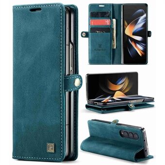 AUTSPACE A01 Serie Telefoon Case voor Samsung Galaxy Z Fold4 5G PU Lederen Beschermhoes Magnetische Sluiting Vintage Matte Wallet Stand Cover