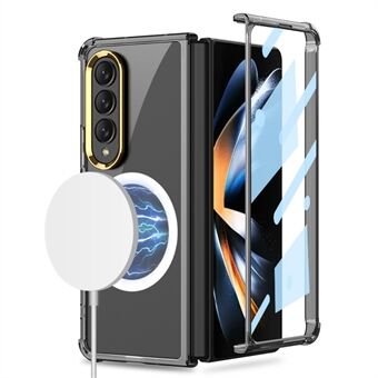 GKK Compatibel met MagSafe Telefoonhoesje voor Samsung Galaxy Z Fold4 5G Schokbestendige Zachte TPU Hoes Anti-Val Slim Telefoonhoesje met Gehard Glas Film