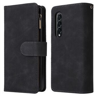 Voor Samsung Galaxy Z Fold4 5G Meerdere kaartsleuven Ritsvak PU-leer Stand Case Magnetische sluiting Wallet Cover