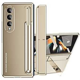 Voor Samsung Galaxy Z Fold4 5G Scharnier Bescherming Kickstand Telefoon Case Hard Pc Drop Proof Shell Met Gehard glas Screen Film