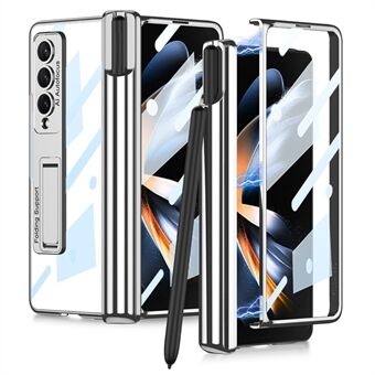 GKK Schokbestendig Kickstand Case voor Samsung Galaxy Z Fold4 5G Harde PC Telefoon Case met HD Screen Protector