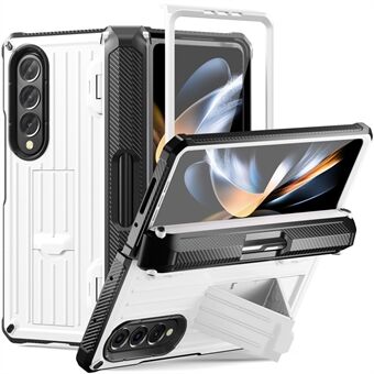 Voor Samsung Galaxy Z Fold4 5G standaard telefoonhoes penhouder scharnier pc + TPU-hoes met PET-schermbeschermer