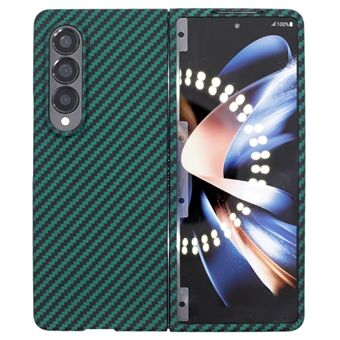 Achterkant van de behuizing voor Samsung Galaxy Z Fold4 5G Valbestendig Koolstofvezeltextuur Aramidevezel Telefoonhoes - Groen