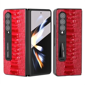 ABEEL Voor Samsung Galaxy Z Fold4 5G Krokodil Textuur Kickstand Cover Echt Koe Leer + PC Telefoon Case met Clear Front Screen Film