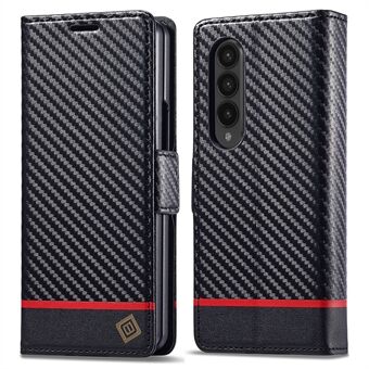 LC.IMEEKE Voor Samsung Galaxy Z Fold4 5G Lederen Portemonnee Case Stand Carbon Fiber Textuur Telefoon Cover