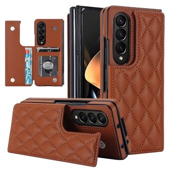 ZD020 Kickstand telefoonhoes voor Samsung Galaxy Z Fold4 5G, stiksels Rhombus PU-leer + pc-kaartsleuven Cover