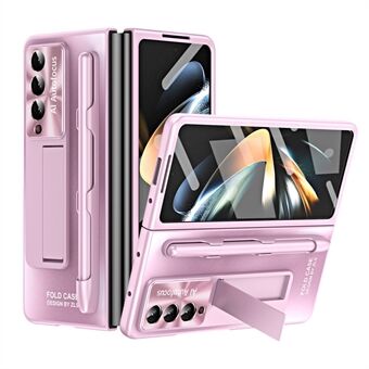 Voor Samsung Galaxy Z Fold4 5G Kickstand Cover AG Matte PC Phone Case met Front Screen Protector / Stylus Pen