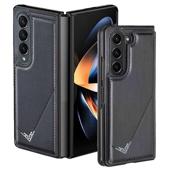 Voor de Samsung Galaxy Z Fold4 5G hoesje Retro V-Shape Decor PU lederen kaarthouder Slimme telefoonhoesje