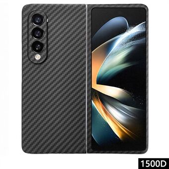 Voor Samsung Galaxy Z Fold4 5G Hoesje 1500D Grove Textuur Aramide Vezel Anti-kras Smartphone Cover (Precieze Lens Uitsparing) - Zwart