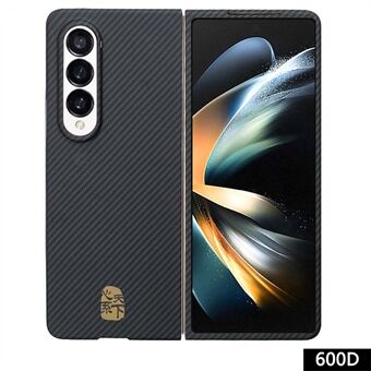 Voor de Samsung Galaxy Z Fold4 5G hoesje van Aramid Fiber 600D met fijne textuur - goud kleur met grote opening voor de achterste lens - met Chinese karakters.