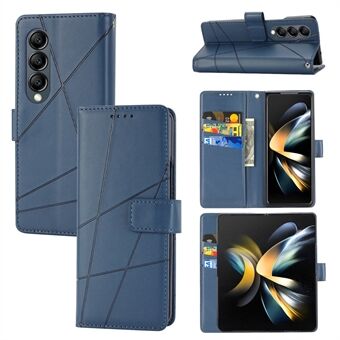 DF-06 voor Samsung Galaxy Z Fold4 5G Leren Hoesje met Lijnen Gedrukt Telefoonhoesje