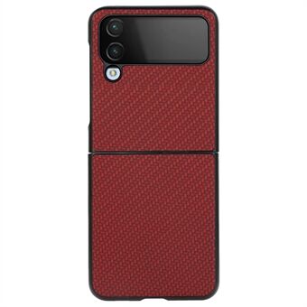 Voor Samsung Galaxy Z Flip4 5G Koolstofvezel Textuur Telefoon Shell PU Leer Gecoat Hard PC + Zachte TPU Schokabsorptie Cover