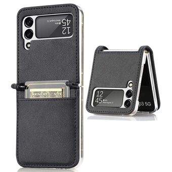 Voor Samsung Galaxy Z Flip4 5G Card Slot Design Ultra Thin Litchi Texture PU Leather Coating PC Beschermhoes