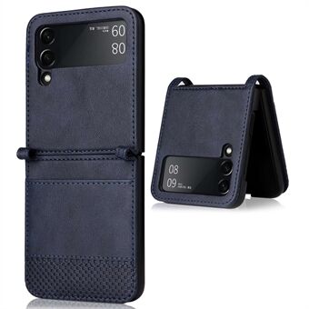 Voor Samsung Galaxy Z Flip4 5G Anti-val Telefoonhoes Vintage Textuur Ontwerp uit één stuk PU-leer Gecoat PC-telefoonhoesje Shell met kaartsleuf