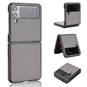 Voor Samsung Galaxy Z Flip4 5G Anti-slijtage Litchi Textuur PU Leer Gecoat PC Case Drop-proof mobiele Telefoon Cover