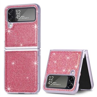 Voor Samsung Galaxy Z Flip4 5G Anti-drop Glitter Pailletten Telefoon Cover PU Leer Gecoat PC Harde Mobiele Telefoon Case