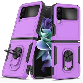 Voor Samsung Galaxy Z Flip4 5G metalen Ring standaard vouwhoes PC + TPU schokbestendige telefoonhoes