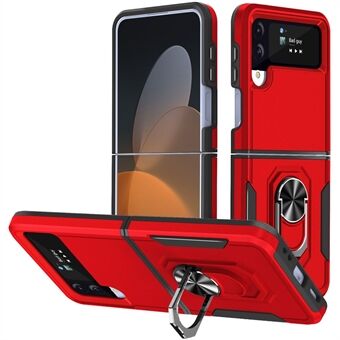 Defender-serie voor Samsung Galaxy Z Flip4 5G PC + TPU-telefoonhoes Ring Kickstand Cover Werk met magnetische autohouder