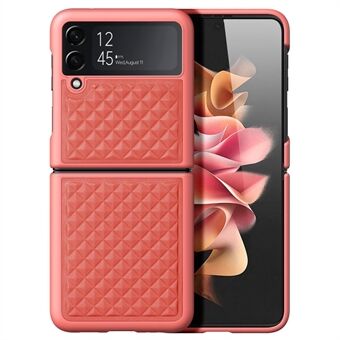 DUX DUCIS Venice-serie voor Samsung Galaxy Z Flip4 5G Anti- Scratch Rhombic Grid Texture Case Echt leer gecoate harde pc Opvouwbare achterkant