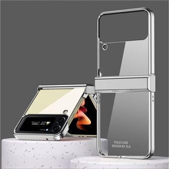 Voor Samsung Galaxy Z Flip4 5G Galvaniseren Frame Transparant Hard PC Telefoonhoes Opvouwbare schaal met scharnier