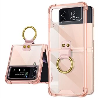 GKK Voor Samsung Galaxy Z Flip4 5G Vinger Ring Ontwerp Airbag Anti-drop TPU Transparante Telefoon Case Cover