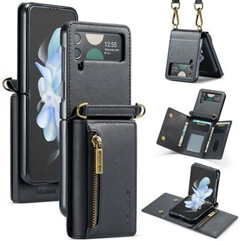 DG.MING M5-serie voor Samsung Galaxy Z Flip4 5G hoesje met RFID-blokkering van PU-leer+PC vouwbare telefoonhoes.