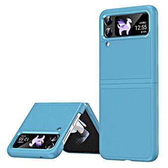 Voor Samsung Galaxy Z Flip3 5G / Z Flip4 5G PU Leer Gecoat PC Case Anti-drop Telefoon Cover met Galvaniseren Metalen Lens Frame