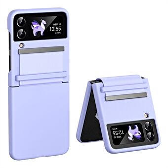 Voor Samsung Galaxy Z Flip4 5G Skin-touch PU Leather Coated PC Case Anti-drop Telefoon Cover met Intrekbaar Scharnier