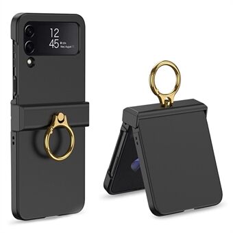 GKK Voor Samsung Galaxy Z Flip4 5G Scharnier Bescherming Telefoon Case Hard PC Metalen Ring Houder Kickstand Antislip Shockproof Cover